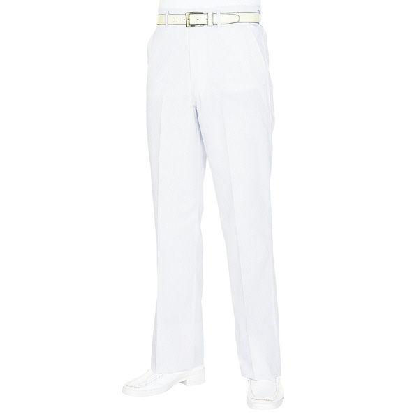 KAZEN メンズスラックス（ファスナー） 医療白衣 ホワイト W105cm 430-40（直送品）