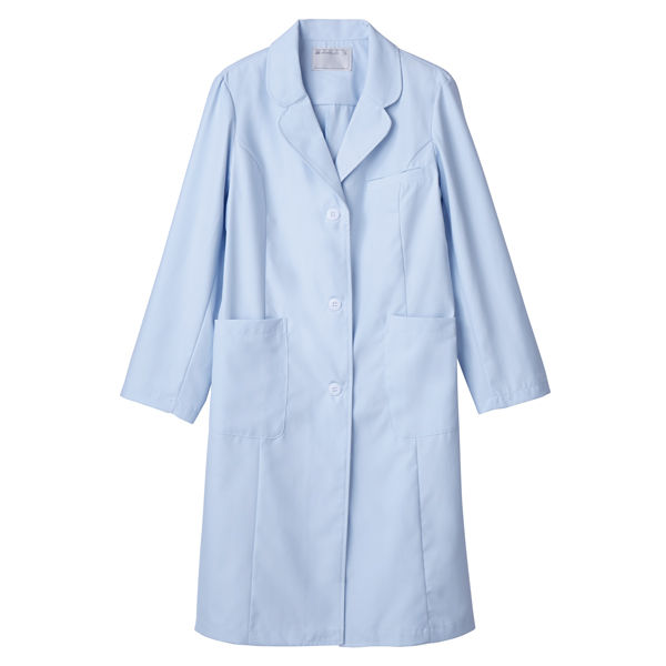 住商モンブラン ドクターコート（レディス・長袖） サックスブルー（水色） シングル S 71-123 医療白衣 診察衣