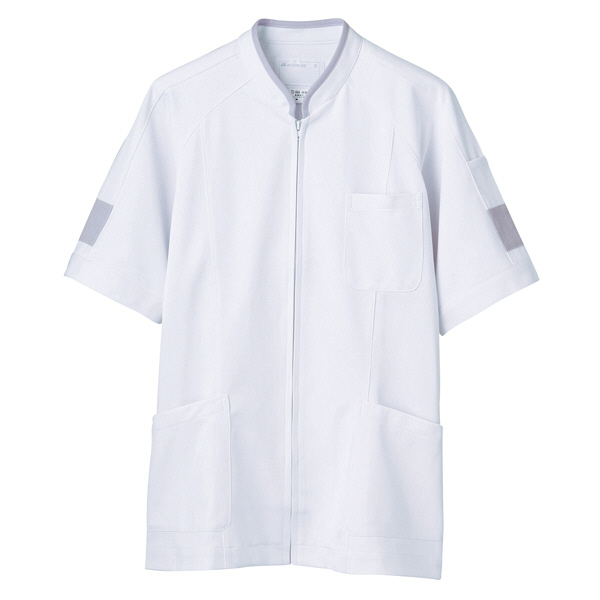 住商モンブラン ジャケット（メンズ・半袖） 医務衣 医療白衣 白/グレー L 72-846（直送品）