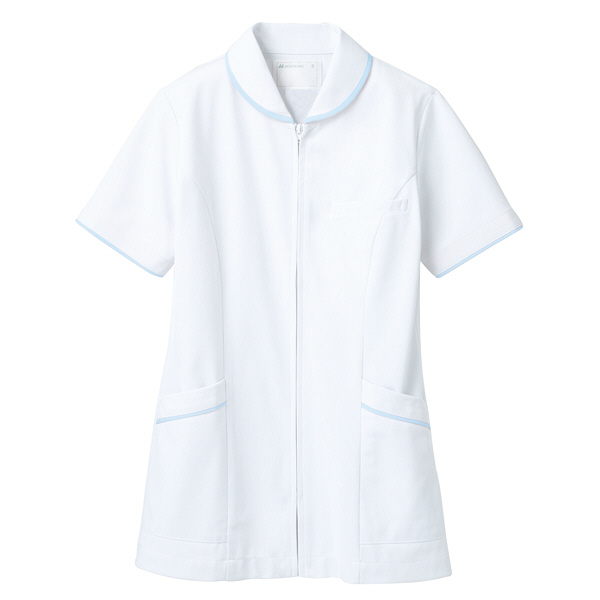 住商モンブラン ナースジャケット（半袖） 医療白衣 レディス 白/サックスブルー（水色） 3L 73-1544（直送品）