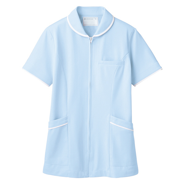住商モンブラン ナースジャケット（半袖） 医療白衣 レディス サックスブルー（水色）/白 S 73-1566（直送品）