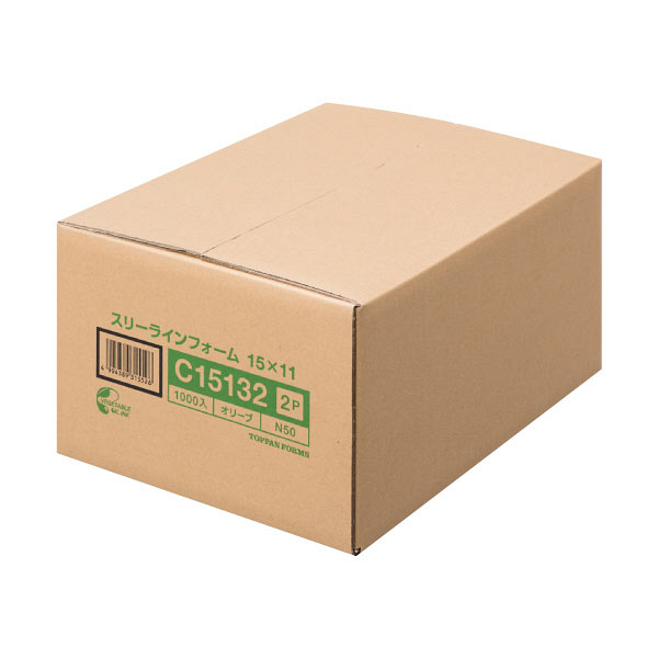 ストックフォーム（スリーライン）2P 11×15インチ グリーン罫 C15132 1箱（1000set） トッパン・フォームズ（取寄品）
