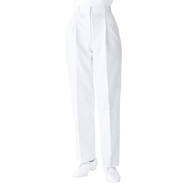KAZEN レディススラックス 医療白衣 ホワイト 4L 821-90（直送品）