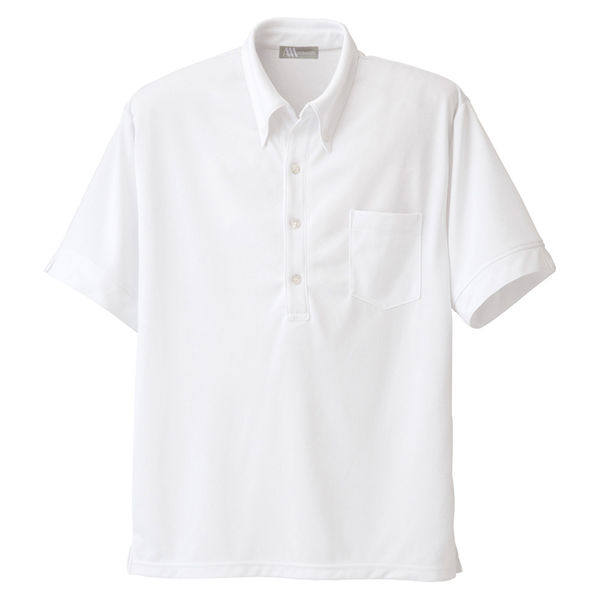 AITOZ（アイトス） メンズ半袖ニットBDシャツ 介護ユニフォーム ホワイト L 861206-001（直送品）