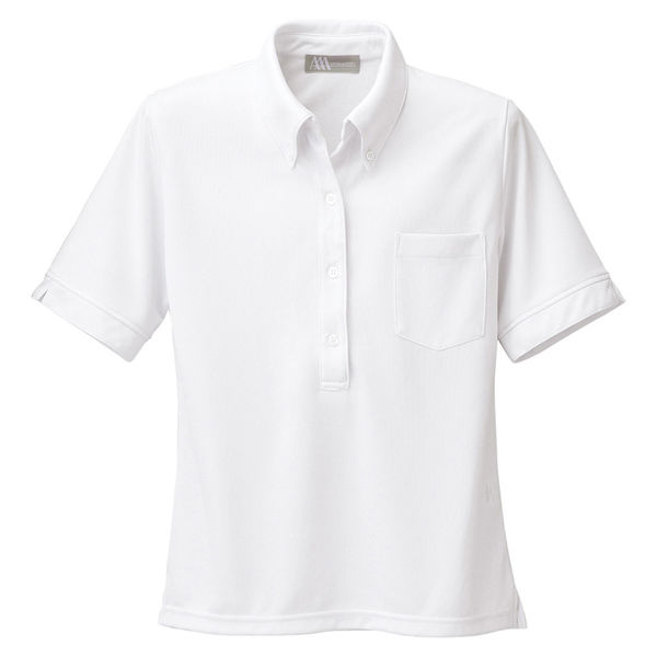 AITOZ（アイトス） レディース半袖ニットBDシャツ 介護ユニフォーム ホワイト L 861207-001（直送品）