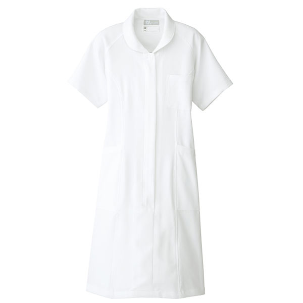 AITOZ（アイトス） ストレッチワンピース（女性用） ナース服 医療白衣 半袖 ホワイト S 861331-001（直送品）