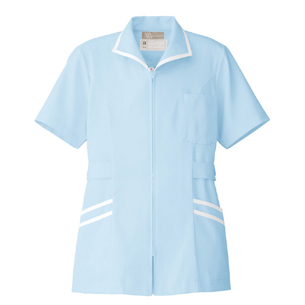 AITOZ（アイトス） チュニック（女性用） ナースジャケット 医療白衣 半袖 サックス LL 861340-007（直送品）