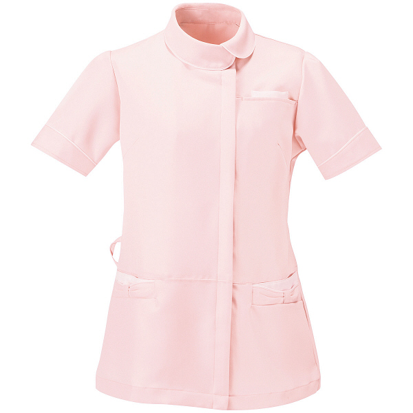 AITOZ（アイトス） アシンメトリーカラーチュニック ナースジャケット 医療白衣 半袖 ピンク×ホワイト M 861115