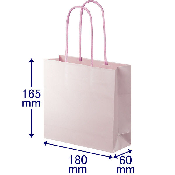 手提げ紙袋　丸紐　ブライトーンパールタイプ　パールローズ　S　1箱（90枚：10枚入×9袋）　スーパーバッグ  オリジナル