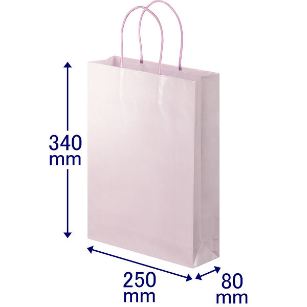 手提げ紙袋　丸紐　ブライトーンパールタイプ　パールローズ　L　1箱（90枚：10枚入×9袋）　スーパーバッグ  オリジナル