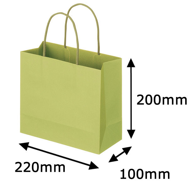 レザートーン手提袋　丸紐　グラスグリーン　M　1箱（300枚：10枚入×30袋）　スーパーバッグ  オリジナル