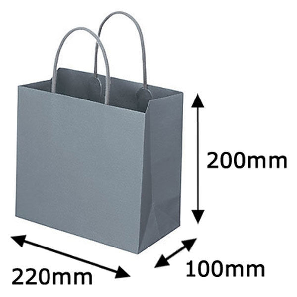 レザートーン手提袋　丸紐　クールグレー　M　1セット（50枚：10枚入×5袋）　スーパーバッグ  オリジナル