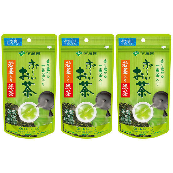 【水出し可】伊藤園 おーいお茶 若茎入り緑茶 1セット（100g×3袋）