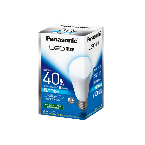 パナソニック　LED電球　E26下方向（昼光色相当）　LDA4DHEW