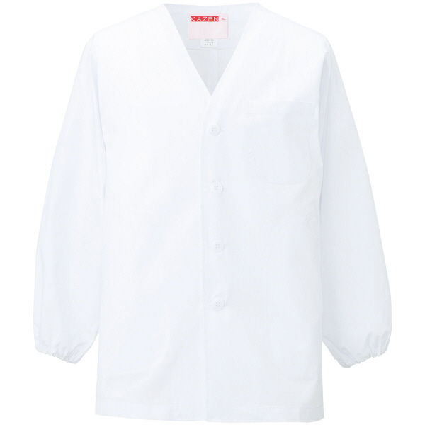 KAZEN（カゼン） 男性用衿なし調理衣長袖 ホワイト 5L 320-30 1着（直送品）
