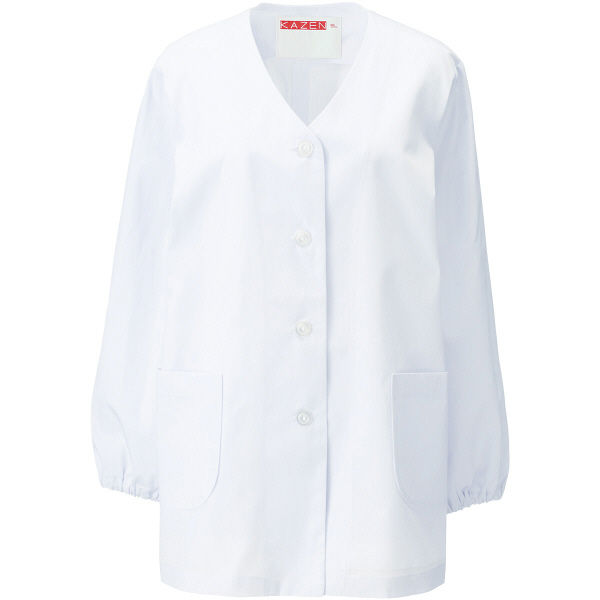 KAZEN（カゼン） レディス衿なし調理衣長袖 ホワイト L 330-30 1着（直送品）