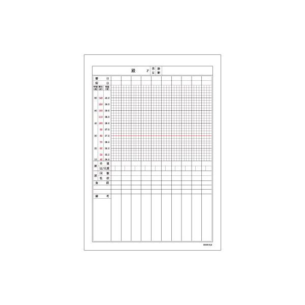 温度表（縦型）　DDB015　1箱（1000枚：100枚入×10冊）　東杏印刷　（直送品）