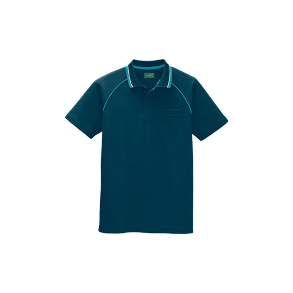 AITOZ（アイトス） ユニセックス 大きいサイズ 制電半袖ポロシャツ アイアンブルー LL AZ-50005 1着（直送品）