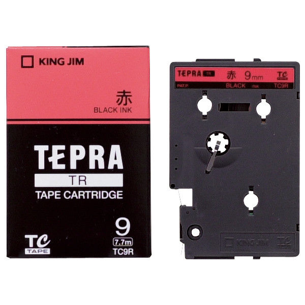 テプラ TEPRA TRテープ　カートリッジ 幅9mm 赤ラベル(黒文字) TC9R 1個 キングジム