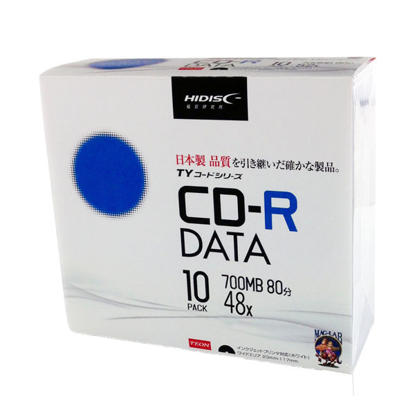 磁気研究所 CD-R データ用 5mmSlimケース ホワイトワイド TYCR80YP10SC 1パック(10枚入)