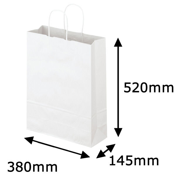 丸紐 クラフト紙手提袋ベーシック 380×520×145 白 1袋（50枚入）  オリジナル