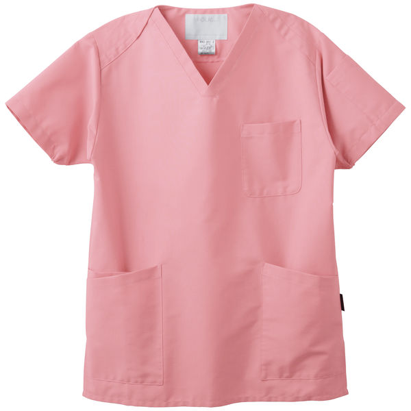 【アスクル限定】 フォーク カラースクラブ 4ポケット（男女兼用） BAS-001 ピンク M 医療白衣  オリジナル