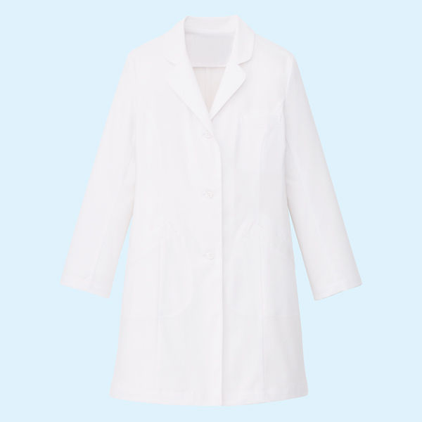 タップ レディス診察衣（ハーフ丈）AKL210-10 長袖 シングル ホワイト S ドクターコート 薬局衣