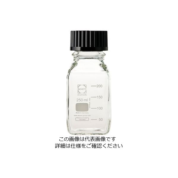 アズワン ねじ口瓶角型白 デュラン(R) 黒キャップ付 250mL 017230-250 1本(1個) 1-8870-06（直送品）