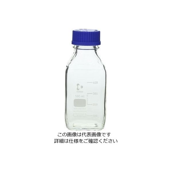 アズワン ねじ口瓶角型白 デュラン（R） 青キャップ付 500mL 017230-500 1個 1-8870-11（直送品）