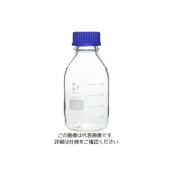 アズワン ねじ口瓶丸型白(デュラン(R)) 青キャップ付 500mL 2-077-04 1本(1個)（直送品）