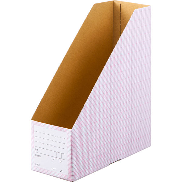 ボックスファイル　A4タテ　5冊　ダンボール製　ピンク　アスクル  オリジナル