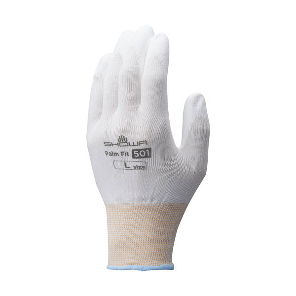【ウレタン背抜き手袋】 ショーワグローブ 被膜強化パームフィット手袋 B0501 ホワイト L 1双