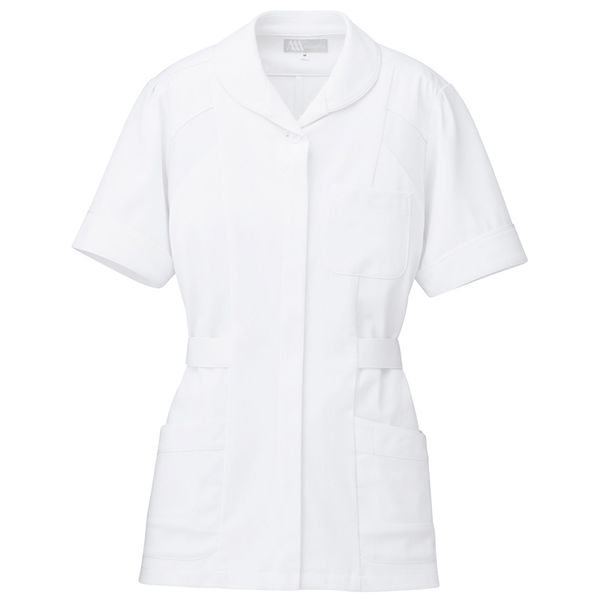 AITOZ（アイトス） パイピングチュニック（女性用） ナースジャケット 医療白衣 半袖 ホワイト M 861368-01（直送品）