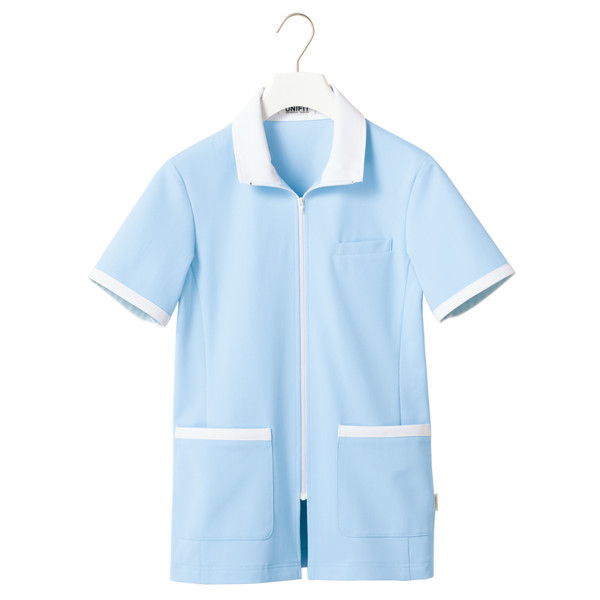 ヤギコーポレーション ユニフィット 介護ユニフォーム 半袖ケアシャツ ユニセックス UF8398 ブルー XXS 1枚（取寄品）