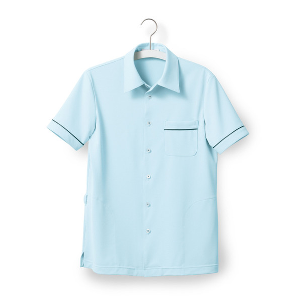 ヤギコーポレーション ユニフィット 介護ユニフォーム 半袖ニットシャツ ユニセックス UF8185 ブルー XS 1枚（取寄品）
