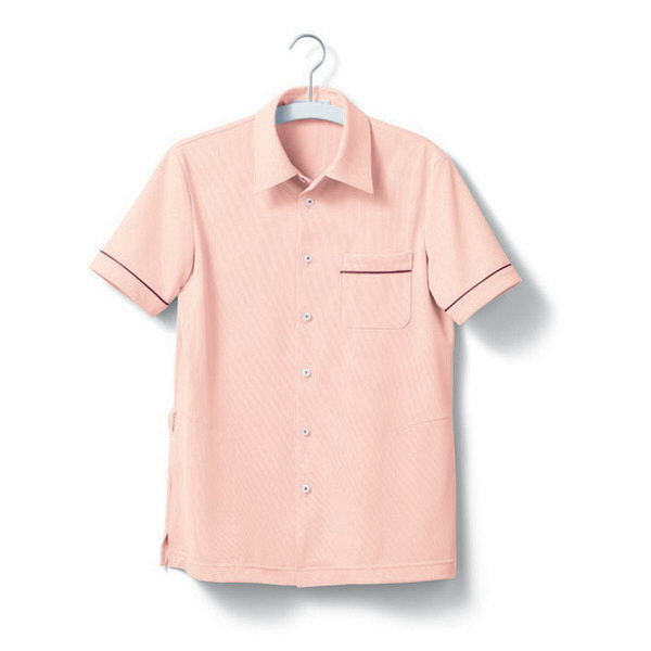ヤギコーポレーション ユニフィット 介護ユニフォーム 半袖ニットシャツ ユニセックス UF8185 ピンク S 1枚（取寄品）