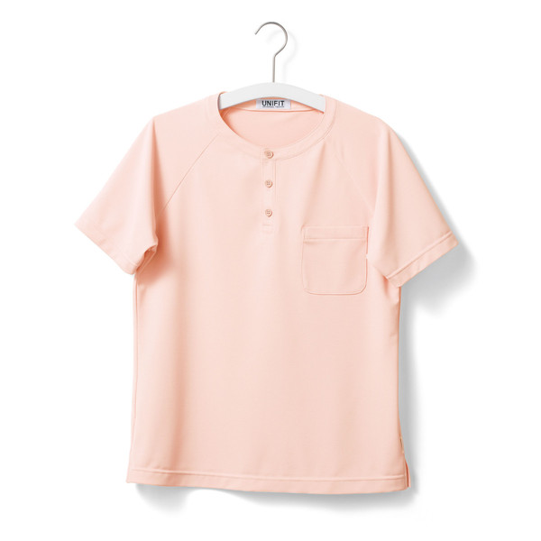 ヤギコーポレーション ユニフィット 介護ユニフォーム 半袖Tシャツ ユニセックス UF8187 ピンク S 1枚（取寄品）