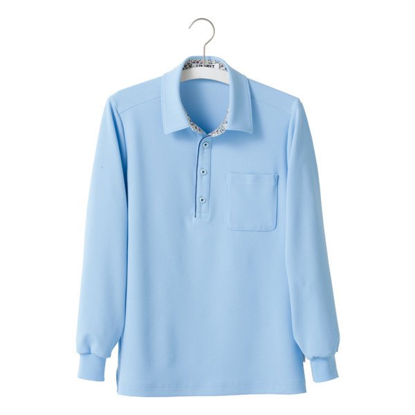 ヤギコーポレーション ユニフィット 介護ユニフォーム 長袖ポロシャツ ユニセックス UF8370 ブルー XL 1枚（取寄品）