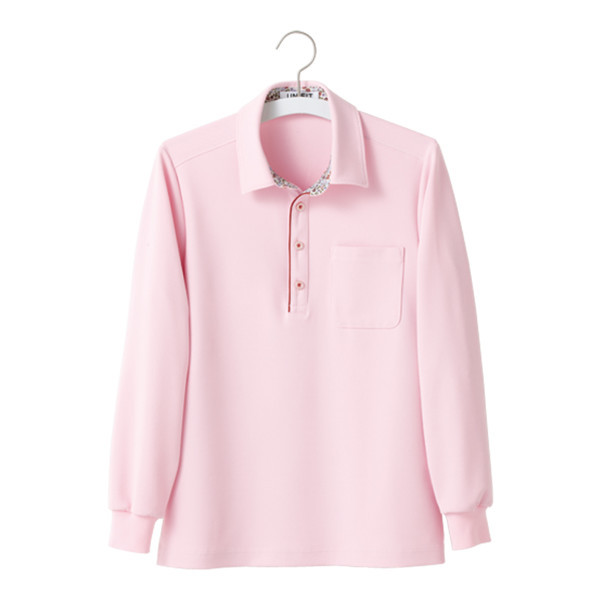 ヤギコーポレーション ユニフィット 介護ユニフォーム 長袖ポロシャツ ユニセックス UF8370 ピンク XS 1枚（取寄品）