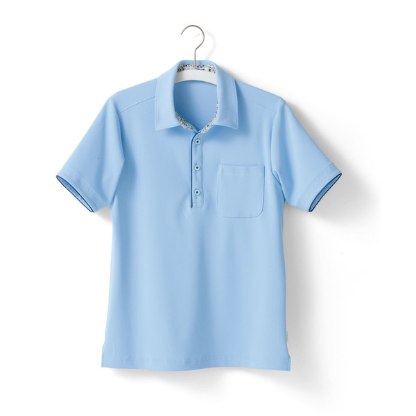 ヤギコーポレーション ユニフィット 介護ユニフォーム 半袖ポロシャツ ユニセックス UF8371 ブルー S 1枚（取寄品）