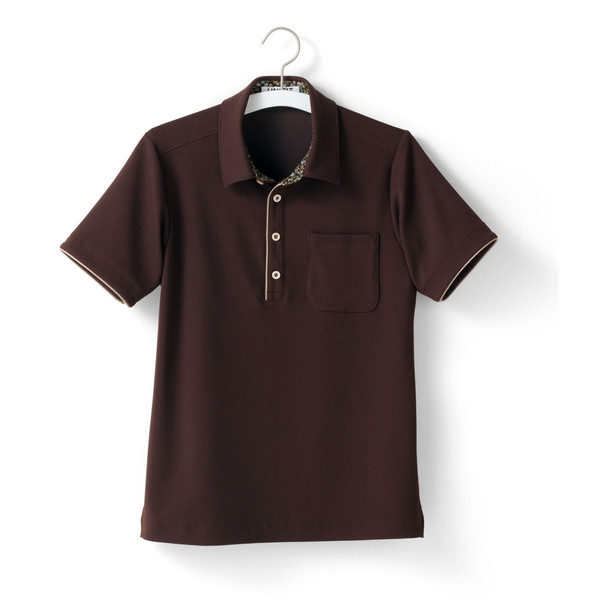 ヤギコーポレーション ユニフィット 介護ユニフォーム 半袖ポロシャツ ユニセックス UF8371 ブラウン XS 1枚（取寄品）