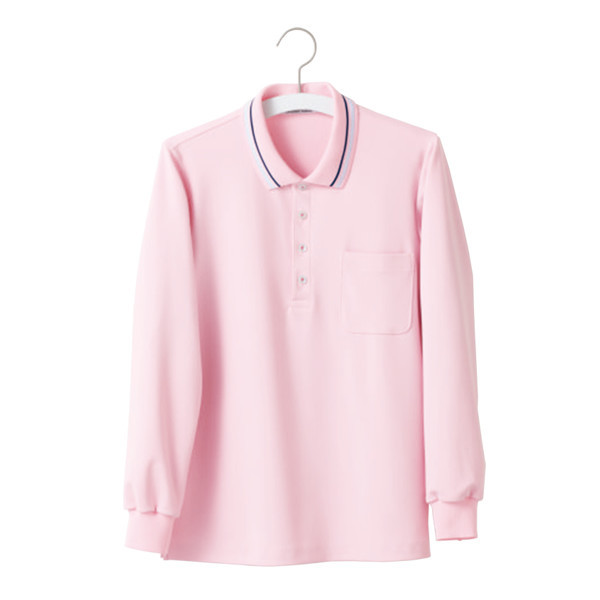 ヤギコーポレーション ユニフィット 介護ユニフォーム 長袖ポロシャツ ユニセックス UF8374 ピンク M 1枚（取寄品）
