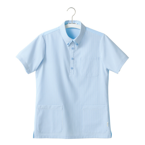 ヤギコーポレーション ユニフィット 介護ユニフォーム 半袖ケアシャツ ユニセックス UF8376 ブルー S 1枚（取寄品）