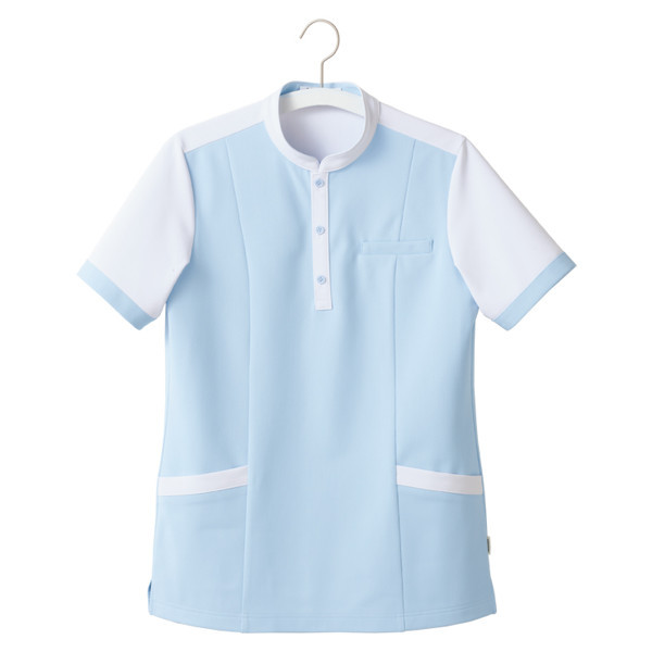 ヤギコーポレーション ユニフィット 介護ユニフォーム 半袖ケアシャツ ユニセックス UF8378 ブルー XS 1枚（取寄品）