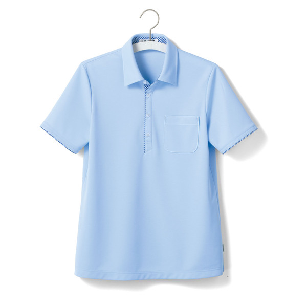 ヤギコーポレーション ユニフィット 介護ユニフォーム 半袖ポロシャツ ユニセックス UF8397 ブルー XS 1枚（取寄品）