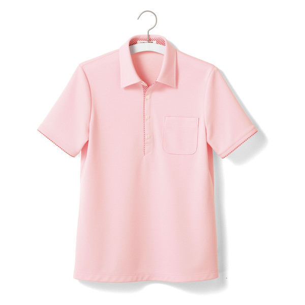 ヤギコーポレーション ユニフィット 介護ユニフォーム 半袖ポロシャツ ユニセックス UF8397 ピンク S 1枚（取寄品）
