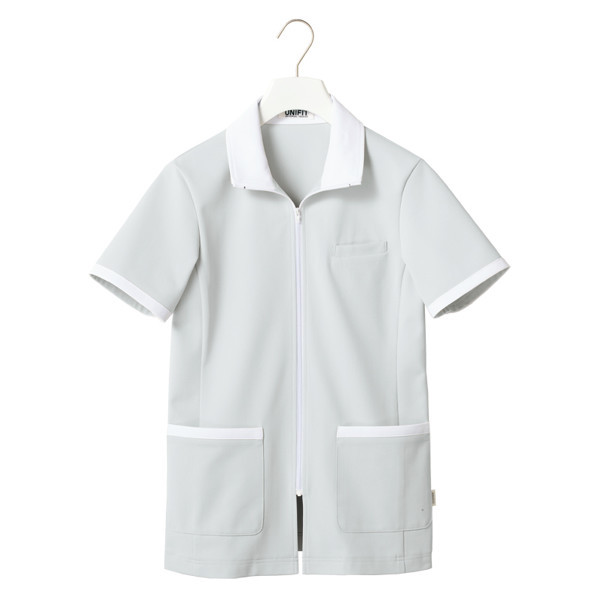 ヤギコーポレーション ユニフィット 介護ユニフォーム 半袖ケアシャツ ユニセックス UF8398 グレイ XS 1枚（取寄品）