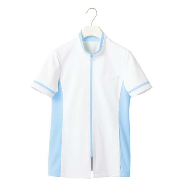 ヤギコーポレーション ユニフィット 介護ユニフォーム 半袖ケアシャツ ユニセックス UF8399 ブルー S 1枚（取寄品）