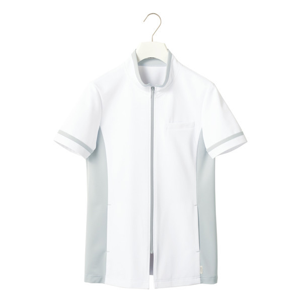 ヤギコーポレーション ユニフィット 介護ユニフォーム 半袖ケアシャツ ユニセックス UF8399 グレイ XS 1枚（取寄品）