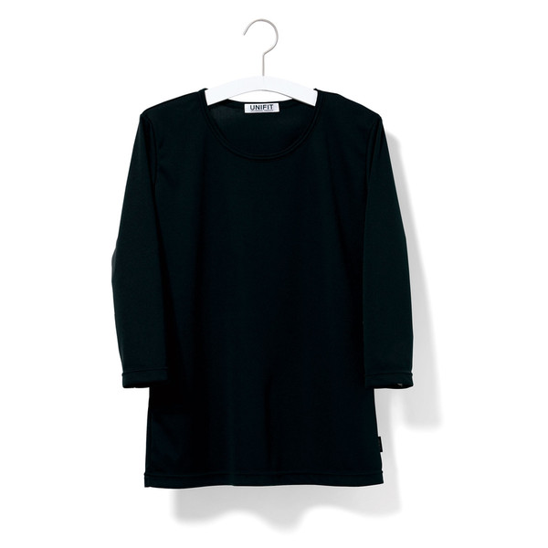 ヤギコーポレーション ユニフィット 介護ユニフォーム 七分袖Tシャツ ユニセックス UF8486 ブラック S 1枚（取寄品）